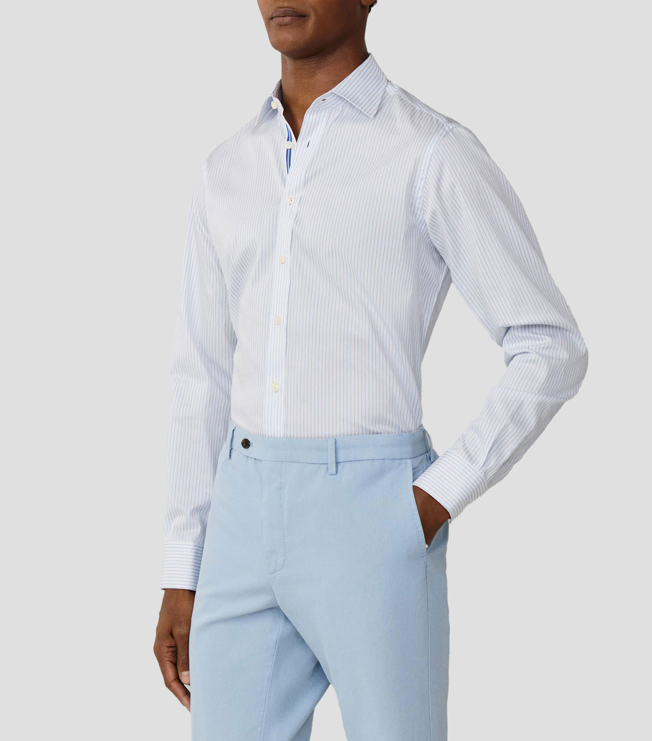 Camisa con rayas manga larga Hombre